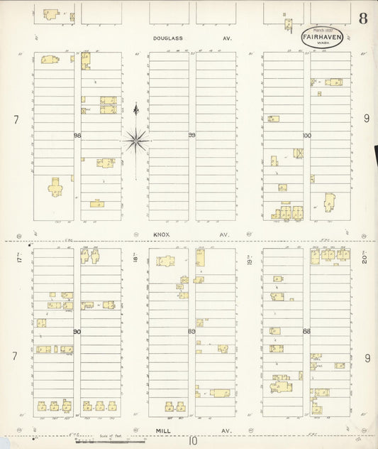 Sanborn Fire Insurance Map from Fairhaven [see also Bellingham and Sehome], Whatcom County, Washington (1897), Sheet #0008 - Historic Sanborn Fire Insurance Map Print, vintage old map wall art, antique decor, genealogy gift, Washington Washington map