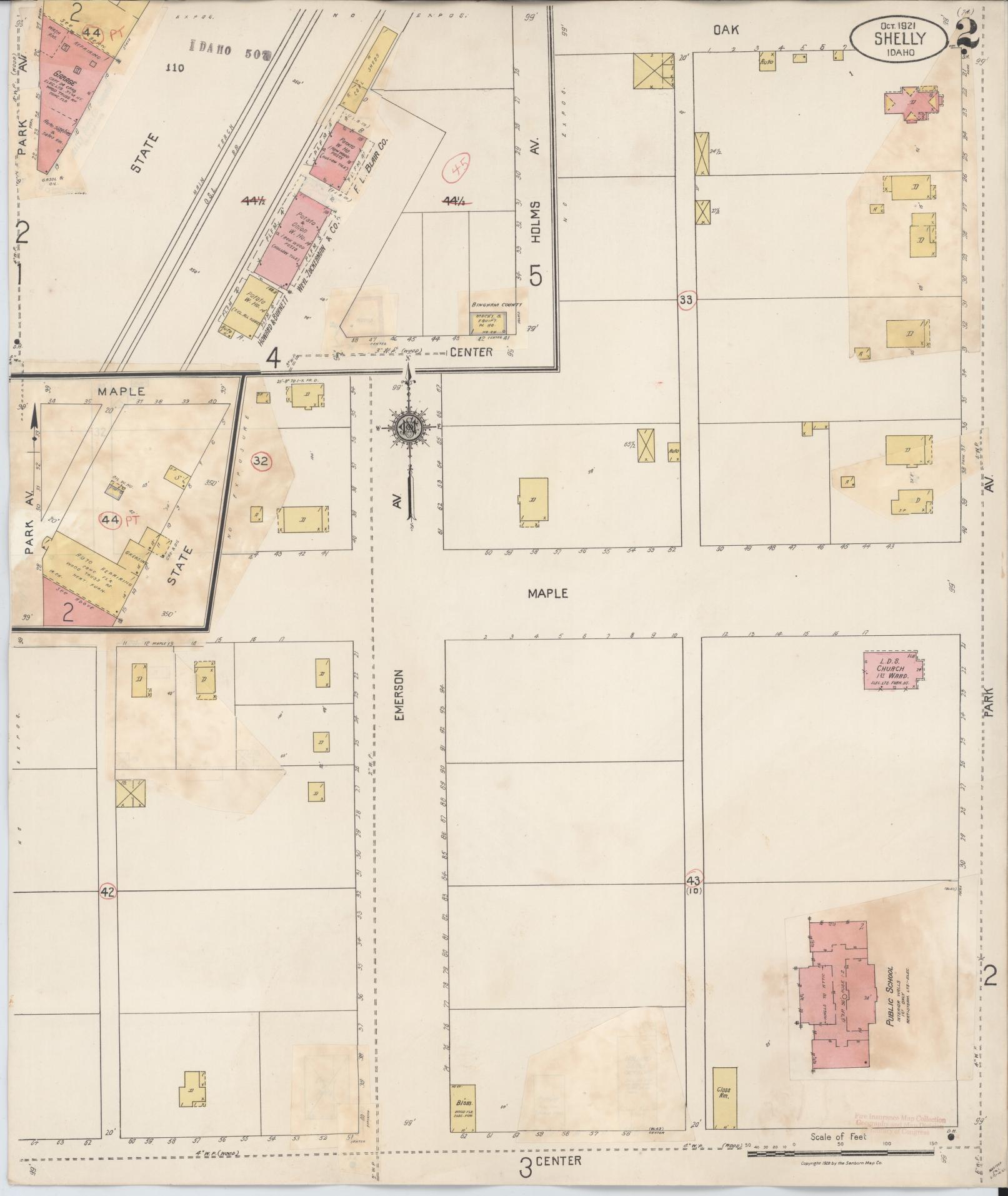 Sanborn Fire Insurance Map from Shelley, Bingham County, Idaho (1935), Sheet #0002 - Complete Map Set gallery image, historic Sanborn map, vintage wall art, Idaho Idaho