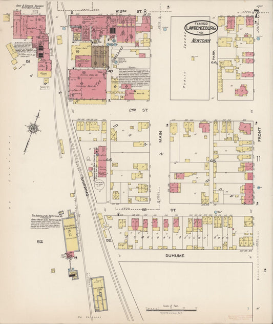 Sanborn Fire Insurance Map from Lawrenceburg, Dearborn County, Indiana (1922), Sheet #0007 - Historic Sanborn Fire Insurance Map Print, vintage old map wall art, antique decor, genealogy gift, Indiana Indiana map