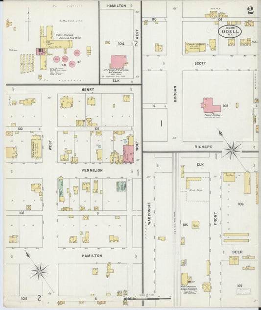 Sanborn Fire Insurance Map from Odell, Livingston County, Illinois (1898), Sheet #0002 - Historic Sanborn Fire Insurance Map Print, vintage old map wall art, antique decor, genealogy gift, Illinois Illinois map