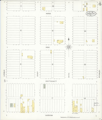 Sanborn Fire Insurance Map from Sparks, Washoe County, Nevada (1904), Sheet #0006 - Complete Map Set gallery image, historic Sanborn map, vintage wall art, Nevada Nevada