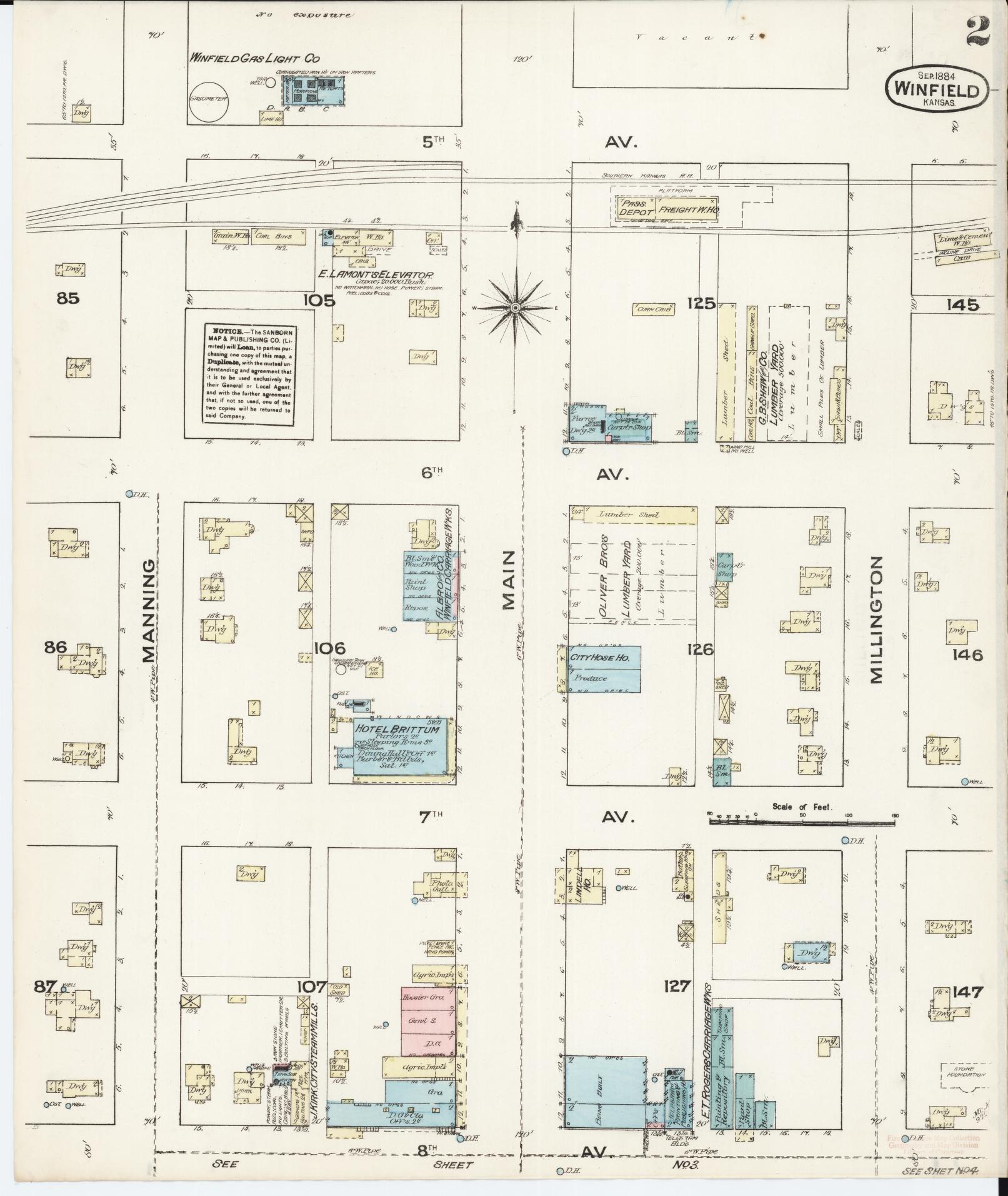 Sanborn Fire Insurance Map from Winfield, Cowley County, Kansas (1884), Sheet #0002 - Complete Map Set gallery image, historic Sanborn map, vintage wall art, Kansas Kansas