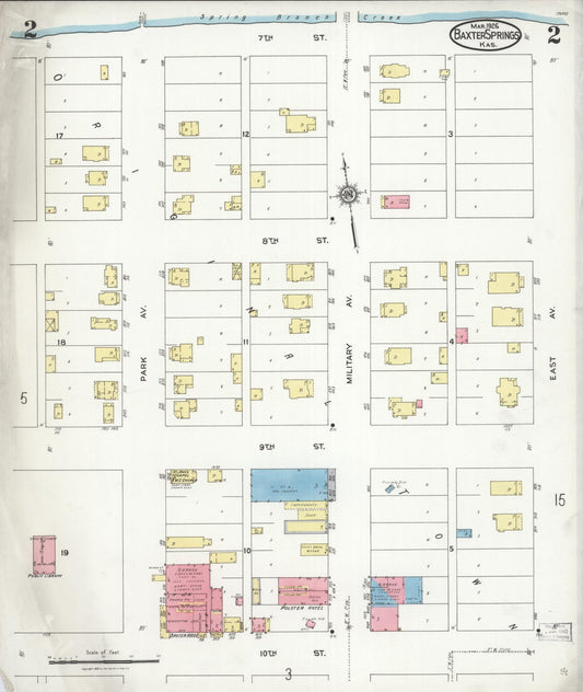 Sanborn Fire Insurance Map from Baxter Springs, Cherokee County, Kansas (1926), Sheet #0002 - Historic Sanborn Fire Insurance Map Print, vintage old map wall art, antique decor, genealogy gift, Kansas Kansas map