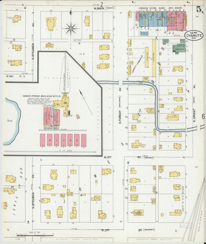 Sanborn Fire Insurance Map from Chanute, Neosho County, Kansas (1902), Sheet #0005 - Complete Map Set gallery image, historic Sanborn map, vintage wall art, Kansas Kansas