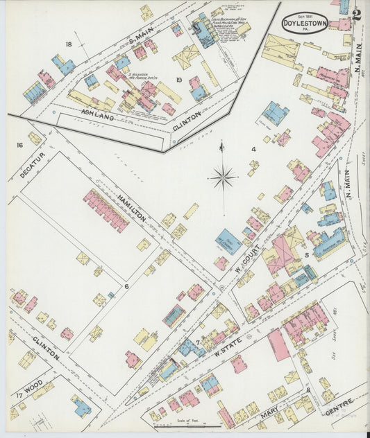 Sanborn Fire Insurance Map from Doylestown, Bucks County, Pennsylvania (1891), Sheet #0002 - Historic Sanborn Fire Insurance Map Print, vintage old map wall art, antique decor, genealogy gift, Pennsylvania Pennsylvania map