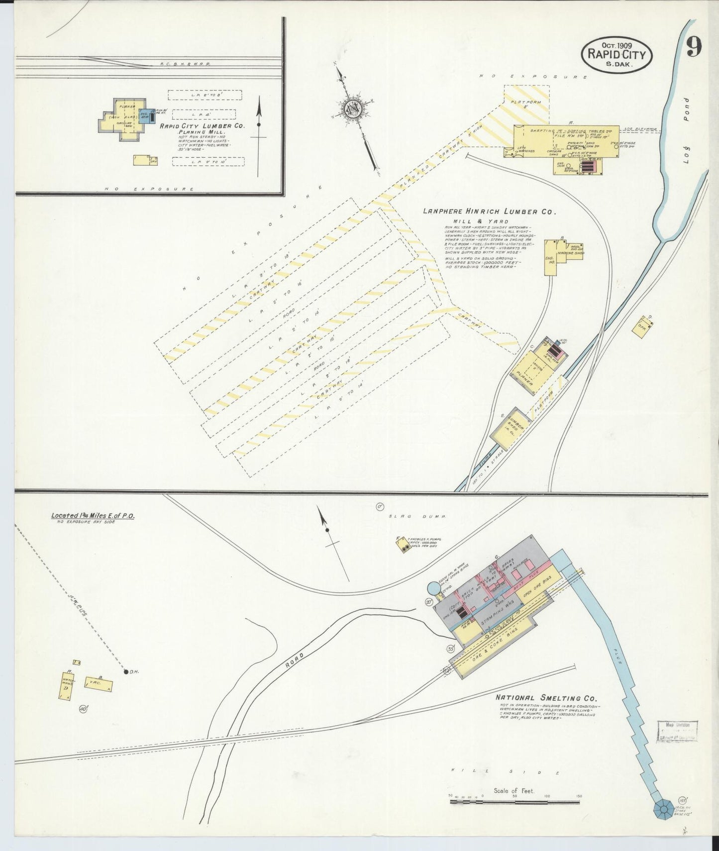Sanborn Fire Insurance Map from Rapid City, Pennington County, South Dakota (1909), Sheet #0009 - Complete Map Set gallery image, historic Sanborn map, vintage wall art, South Dakota South Dakota