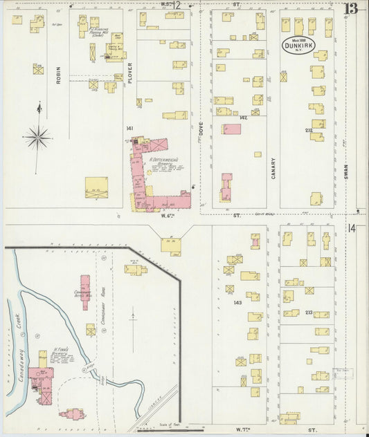 Sanborn Fire Insurance Map from Dunkirk, Chautauqua County, New York (1898), Sheet #0013 - Historic Sanborn Fire Insurance Map Print, vintage old map wall art, antique decor, genealogy gift, New York New York map