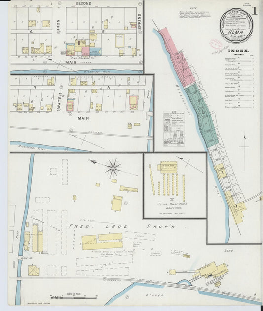 Sanborn Fire Insurance Map from Alma, Buffalo County, Wisconsin (1894), Sheet #0001 - Complete Map Set gallery image, historic Sanborn map, vintage wall art, Wisconsin Wisconsin