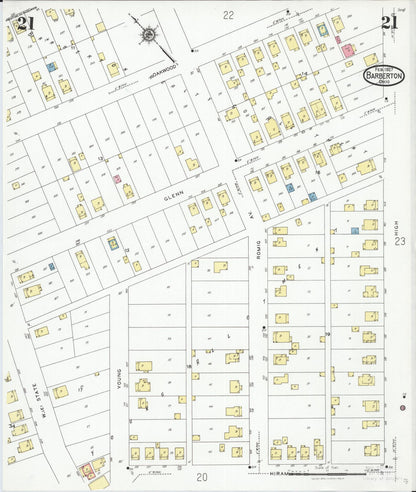 Sanborn Fire Insurance Map from Barberton, Summit County, Ohio (1927), Sheet #0021 - Historic Sanborn Fire Insurance Map Print, vintage old map wall art, antique decor, genealogy gift, Ohio Ohio map