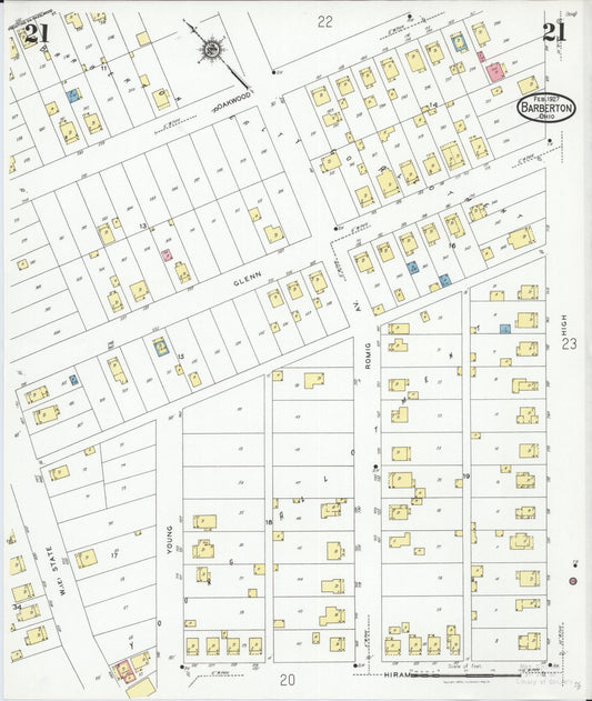 Sanborn Fire Insurance Map from Barberton, Summit County, Ohio (1927), Sheet #0021 - Historic Sanborn Fire Insurance Map Print, vintage old map wall art, antique decor, genealogy gift, Ohio Ohio map