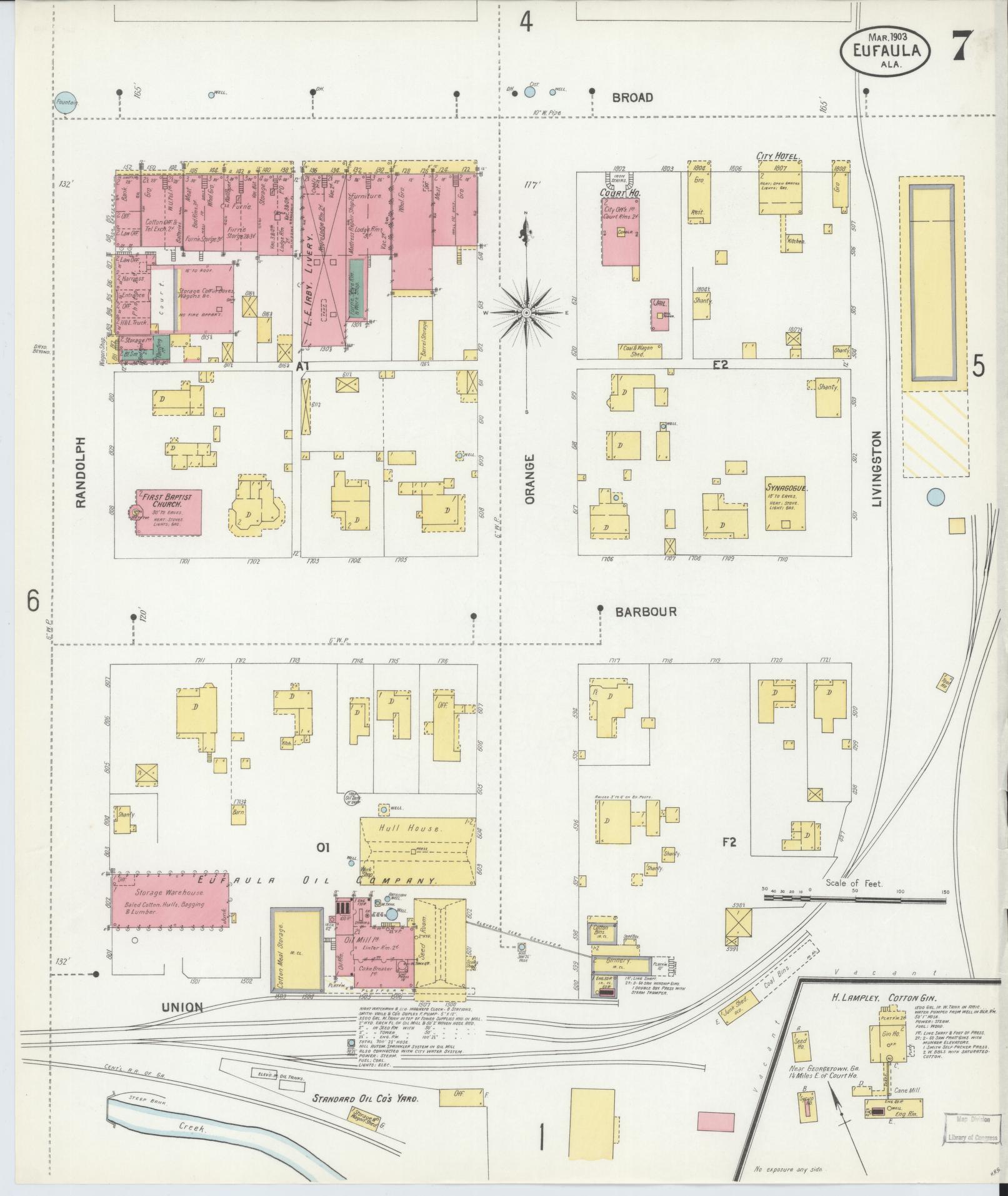 Sanborn Fire Insurance Map from Eufaula, Barbour County, Alabama (1903), Sheet #0007 - Historic Sanborn Fire Insurance Map Print, vintage old map wall art, antique decor, genealogy gift, Alabama Alabama map