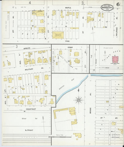 Sanborn Fire Insurance Map from Dodge City, Ford County, Kansas (1905), Sheet #0006 - Complete Map Set gallery image, historic Sanborn map, vintage wall art, Kansas Kansas