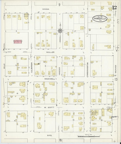 Sanborn Fire Insurance Map from Gainesville, Cooke County, Texas (1913), Sheet #0012 - Complete Map Set gallery image, historic Sanborn map, vintage wall art, Texas Texas