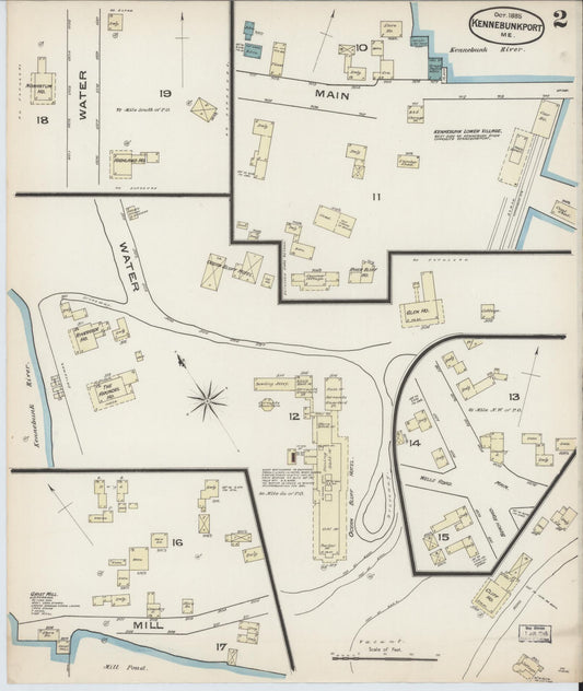 Sanborn Fire Insurance Map from Kennebunkport, York County, Maine (1885), Sheet #0002 - Historic Sanborn Fire Insurance Map Print, vintage old map wall art, antique decor, genealogy gift, Maine Maine map