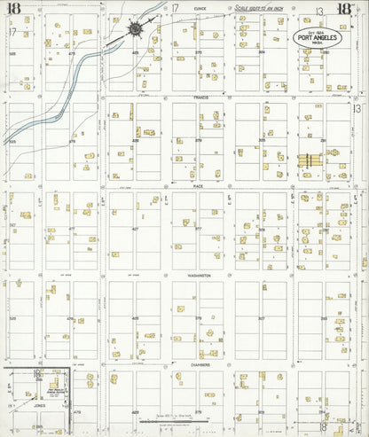 Sanborn Fire Insurance Map from Port Angeles, Clallam County, Washington (1924), Sheet #0018 - Complete Map Set gallery image, historic Sanborn map, vintage wall art, Washington Washington