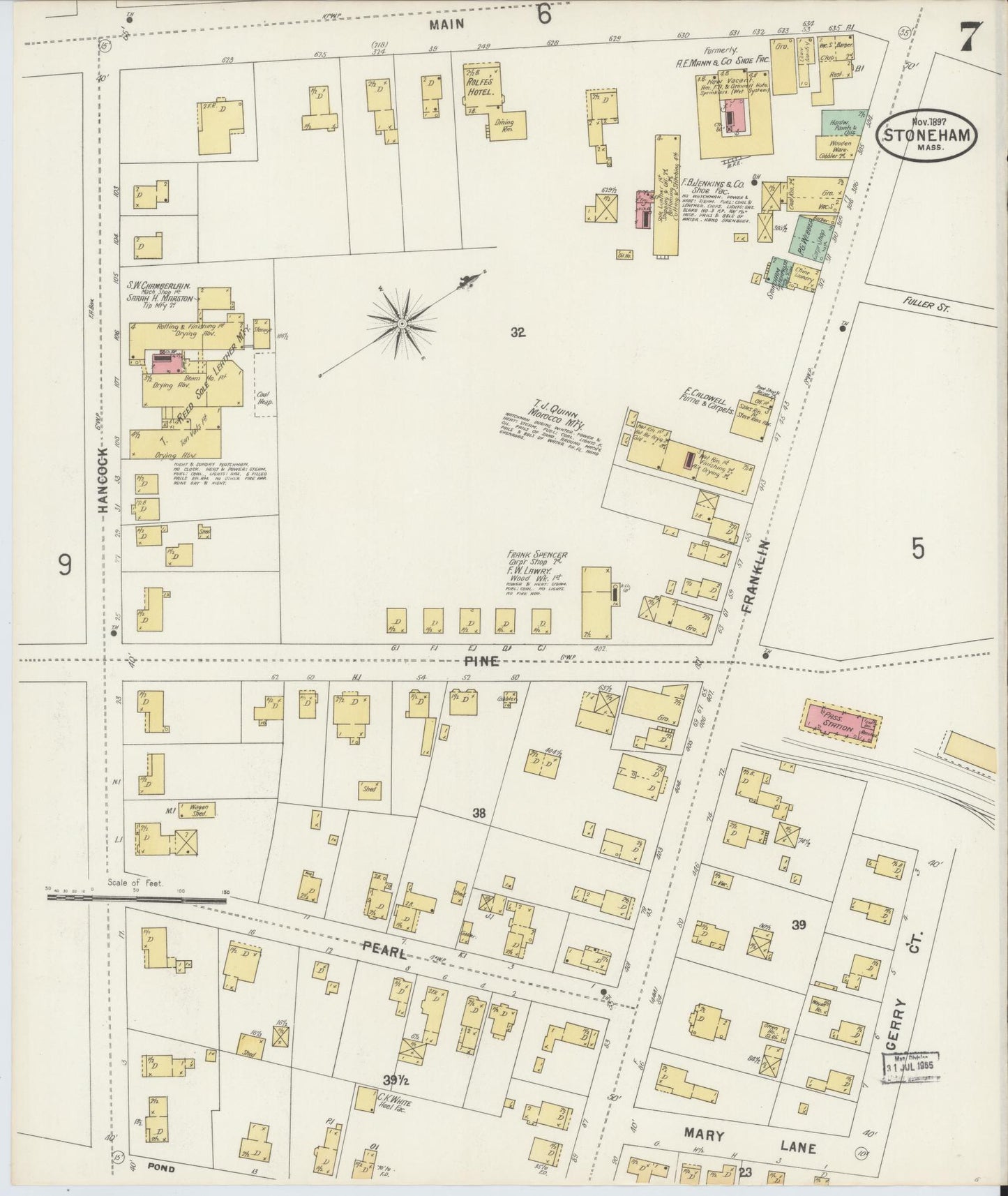 Sanborn Fire Insurance Map from Stoneham, Middlesex County, Massachusetts (1897), Sheet #0007 - Complete Map Set gallery image, historic Sanborn map, vintage wall art, Massachusetts Massachusetts