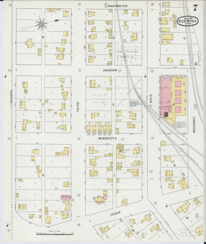Sanborn Fire Insurance Map from Red Wing, Goodhue County, Minnesota (1895), Sheet #0007 - Complete Map Set gallery image, historic Sanborn map, vintage wall art, Minnesota Minnesota