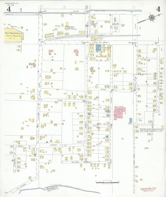 Sanborn Fire Insurance Map from Greensburg, Green County, Kentucky (1941), Sheet #0004 - Historic Sanborn Fire Insurance Map Print, vintage old map wall art, antique decor, genealogy gift, Kentucky Kentucky map