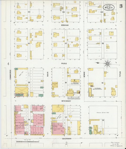 Sanborn Fire Insurance Map from Mexia, Limestone County, Texas (1901), Sheet #0003 - Historic Sanborn Fire Insurance Map Print, vintage old map wall art, antique decor, genealogy gift, Texas Texas map