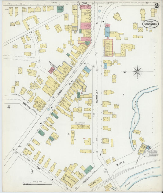 Sanborn Fire Insurance Map from Boonville, Oneida County, New York (1899), Sheet #0002 - Historic Sanborn Fire Insurance Map Print, vintage old map wall art, antique decor, genealogy gift, New York New York map