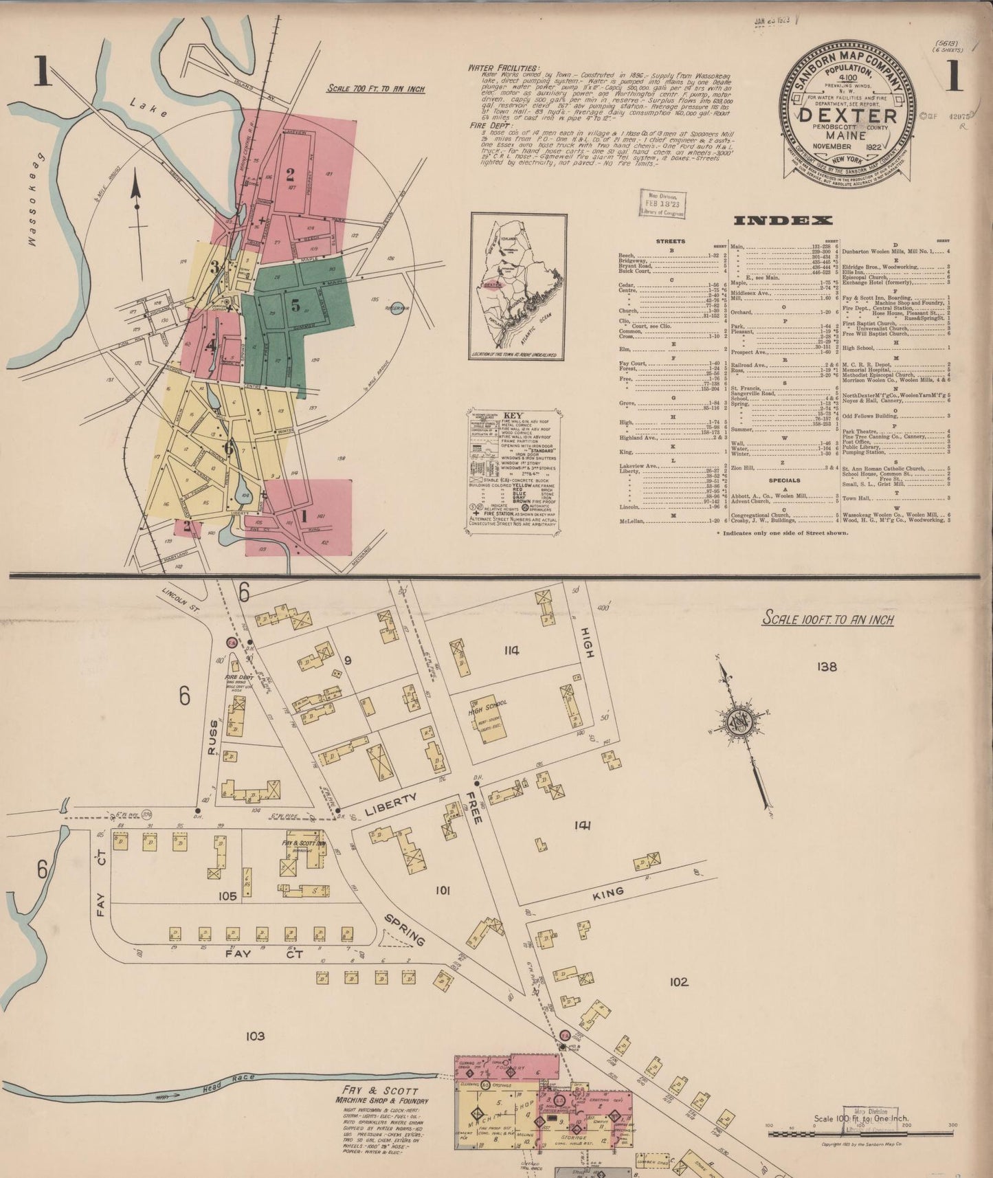 Sanborn Fire Insurance Map from Dexter, Penobscot County, Maine. (1922) – Historic Sanborn Fire Insurance Map Print