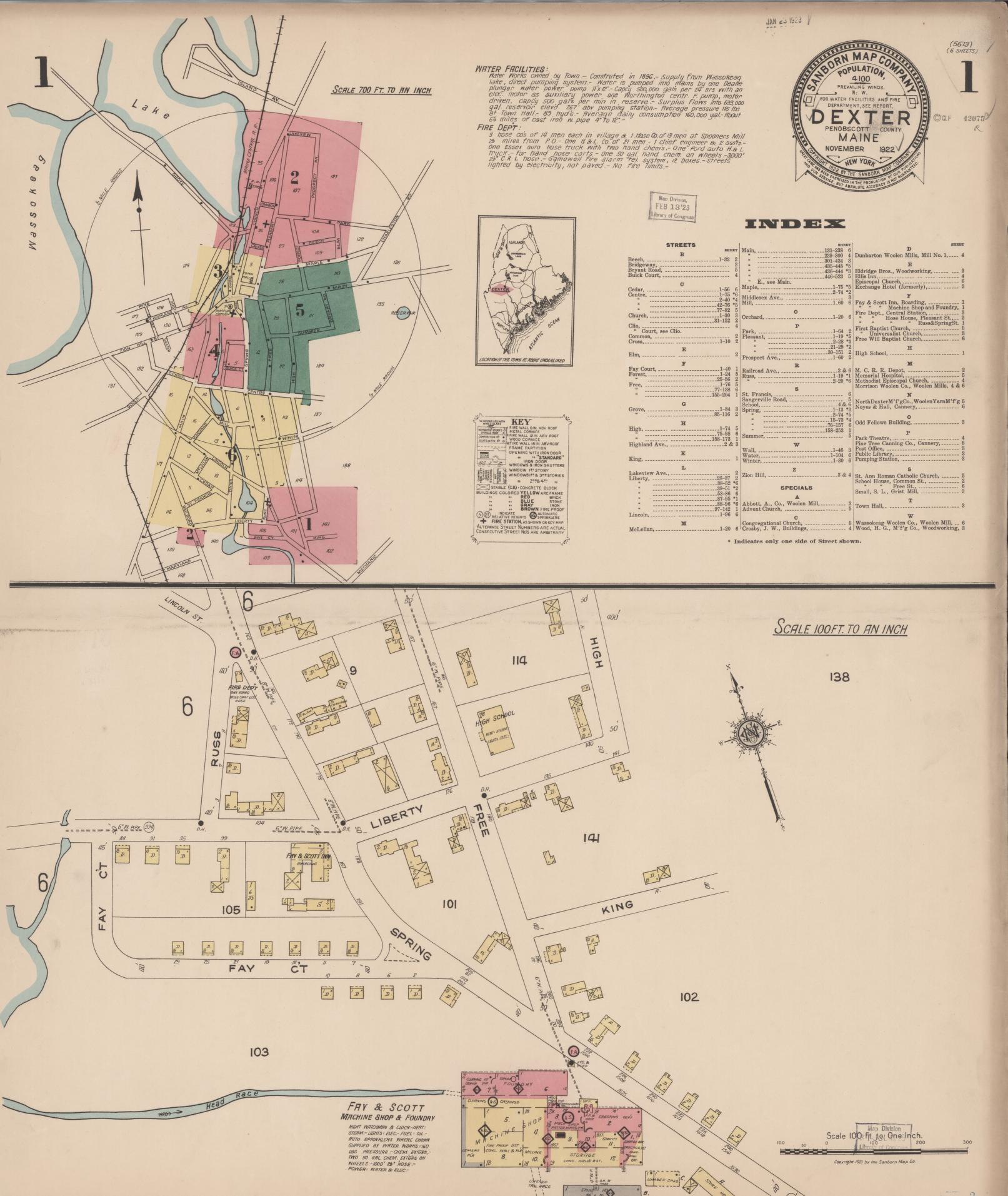 Sanborn Fire Insurance Map from Dexter, Penobscot County, Maine. (1922) – Historic Sanborn Fire Insurance Map Print