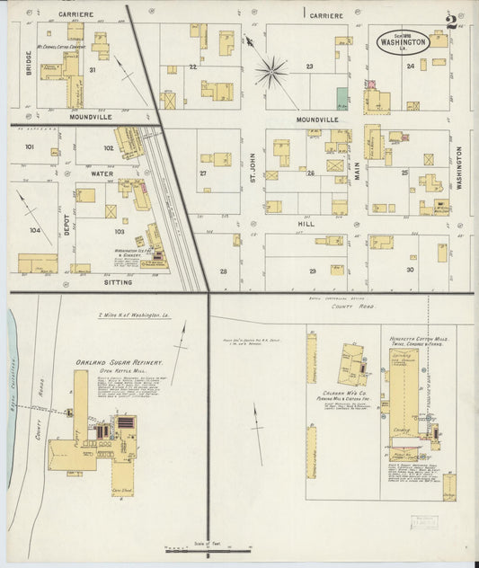 Sanborn Fire Insurance Map from Washington, Saint Landry Parish, Louisiana (1898), Sheet #0002 - Historic Sanborn Fire Insurance Map Print, vintage old map wall art, antique decor, genealogy gift, Washington Washington map