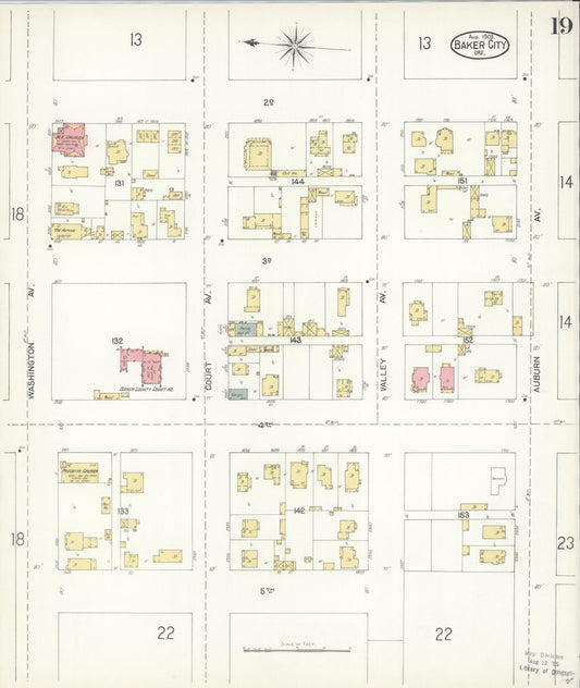 Sanborn Fire Insurance Map from Baker, Baker County, Oregon (1903), Sheet #0019 - Historic Sanborn Fire Insurance Map Print, vintage old map wall art, antique decor, genealogy gift, Oregon Oregon map