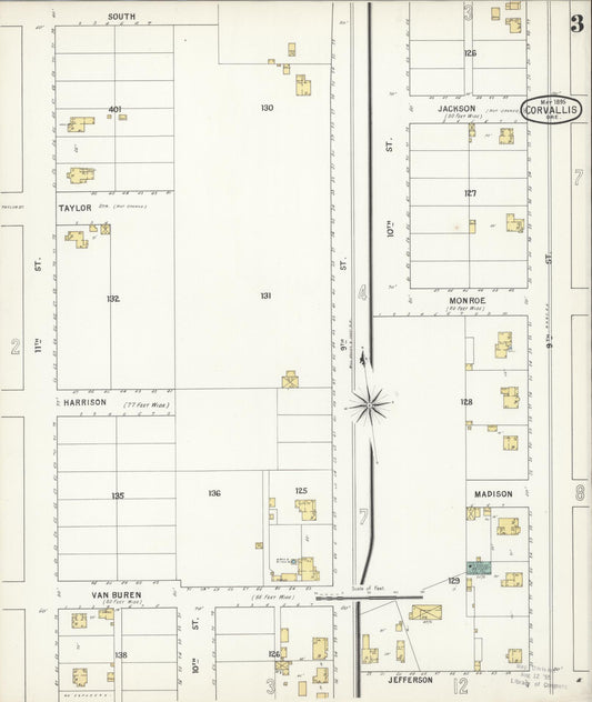 Sanborn Fire Insurance Map from Corvallis, Benton County, Oregon (1895), Sheet #0003 - Historic Sanborn Fire Insurance Map Print, vintage old map wall art, antique decor, genealogy gift, Oregon Oregon map