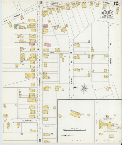 Sanborn Fire Insurance Map from Bangor, Northampton County, Pennsylvania (1904), Sheet #0012 - Complete Map Set gallery image, historic Sanborn map, vintage wall art, Pennsylvania Pennsylvania