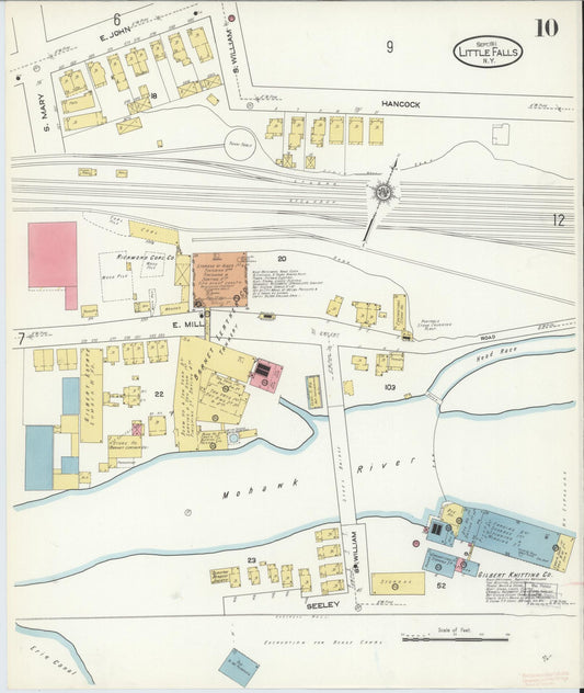 Sanborn Fire Insurance Map from Little Falls, Herkimer County, New York (1911), Sheet #0010 - Historic Sanborn Fire Insurance Map Print, vintage old map wall art, antique decor, genealogy gift, New York New York map