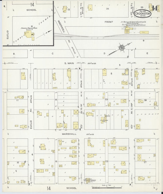 Sanborn Fire Insurance Map from Crookston, Polk County, Minnesota (1913), Sheet #0014 - Historic Sanborn Fire Insurance Map Print, vintage old map wall art, antique decor, genealogy gift, Minnesota Minnesota map