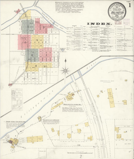 Sanborn Fire Insurance Map from Arlington, Snohomish County, Washington (1905), Sheet #0001 - Complete Map Set gallery image, historic Sanborn map, vintage wall art, Washington Washington
