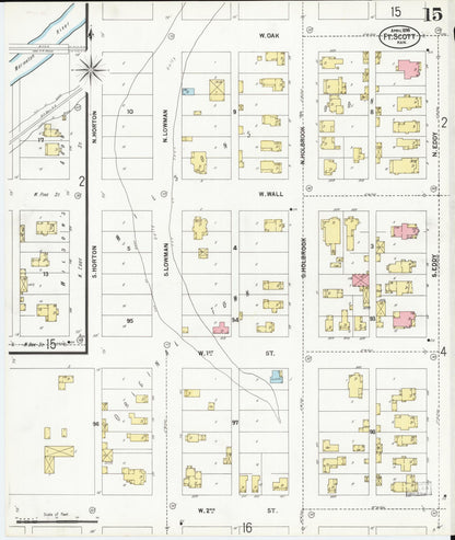 Sanborn Fire Insurance Map from Fort Scott, Bourbon County, Kansas (1899), Sheet #0015 - Complete Map Set gallery image, historic Sanborn map, vintage wall art, Kansas Kansas