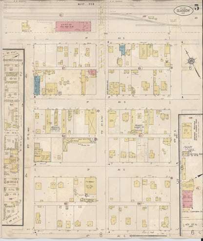 Sanborn Fire Insurance Map from Glasgow, Valley County, Montana (1937), Sheet #0005 - Complete Map Set gallery image, historic Sanborn map, vintage wall art, Montana Montana