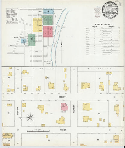 Sanborn Fire Insurance Map from Hawkinsville, Pulaski County, Georgia (1900), Sheet #0001 - Complete Map Set gallery image, historic Sanborn map, vintage wall art, Georgia Georgia