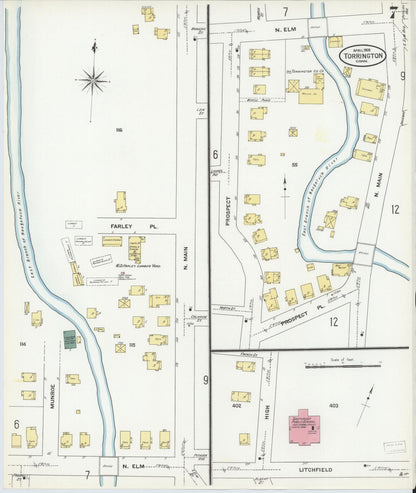 Sanborn Fire Insurance Map from Torrington, Litchfield County, Connecticut (1909), Sheet #0007 - Complete Map Set gallery image, historic Sanborn map, vintage wall art, Connecticut Connecticut