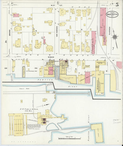 Sanborn Fire Insurance Map from Washington, Beaufort County, North Carolina (1911), Sheet #0005 - Complete Map Set gallery image, historic Sanborn map, vintage wall art, Washington Washington