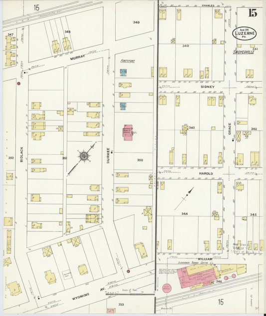Sanborn Fire Insurance Map from Luzerne, Luzerne County, Pennsylvania (1911), Sheet #0015 - Historic Sanborn Fire Insurance Map Print, vintage old map wall art, antique decor, genealogy gift, Pennsylvania Pennsylvania map