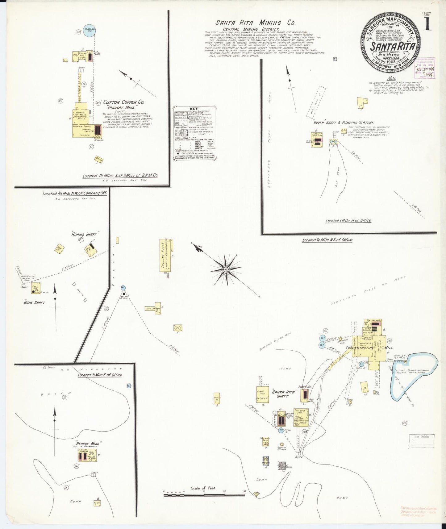 Sanborn Fire Insurance Map from Santa Rita, Grant County, New Mexico. (1908) – Historic Sanborn Fire Insurance Map Print