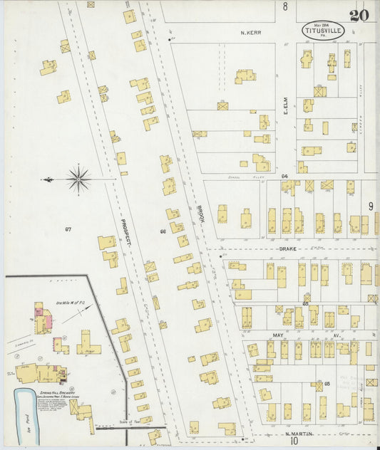 Sanborn Fire Insurance Map from Titusville, Crawford County, Pennsylvania (1904), Sheet #0020 - Historic Sanborn Fire Insurance Map Print, vintage old map wall art, antique decor, genealogy gift, Pennsylvania Pennsylvania map
