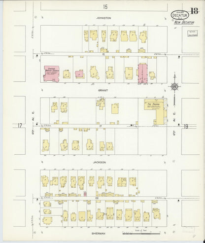 Sanborn Fire Insurance Map from Decatur, Morgan County, Alabama (1913), Sheet #0018 - Complete Map Set gallery image, historic Sanborn map, vintage wall art, Alabama Alabama