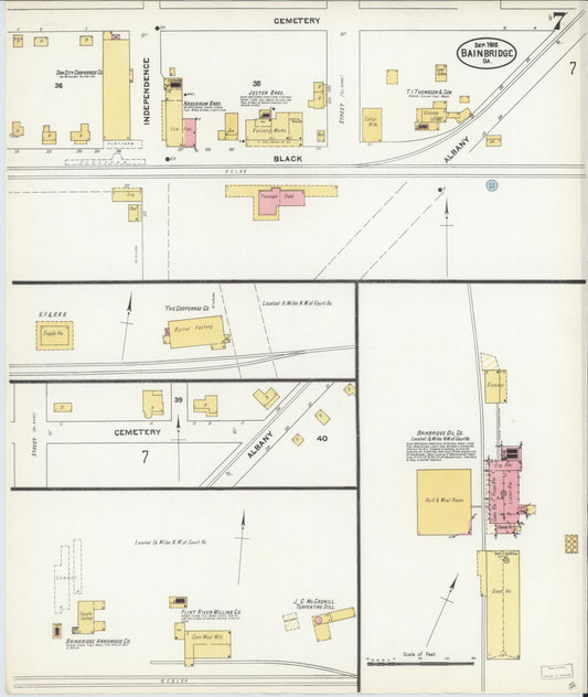 Sanborn Fire Insurance Map from Bainbridge, Decatur County, Georgia (1905), Sheet #0007 - Historic Sanborn Fire Insurance Map Print, vintage old map wall art, antique decor, genealogy gift, Georgia Georgia map