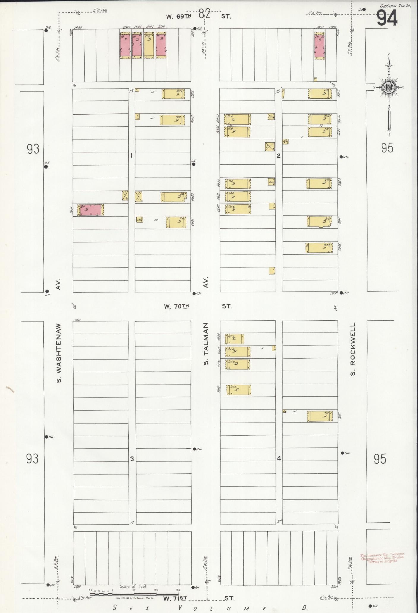 Sanborn Fire Insurance Map from Chicago, Cook County, Illinois (1920), Sheet #0094 - Historic Sanborn Fire Insurance Map Print, vintage old map wall art, antique decor, genealogy gift, Illinois Illinois map