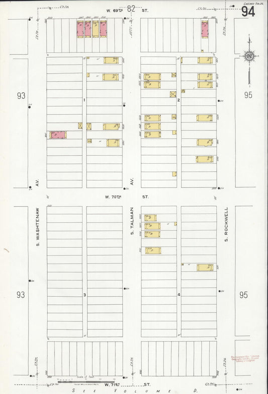 Sanborn Fire Insurance Map from Chicago, Cook County, Illinois (1920), Sheet #0094 - Historic Sanborn Fire Insurance Map Print, vintage old map wall art, antique decor, genealogy gift, Illinois Illinois map