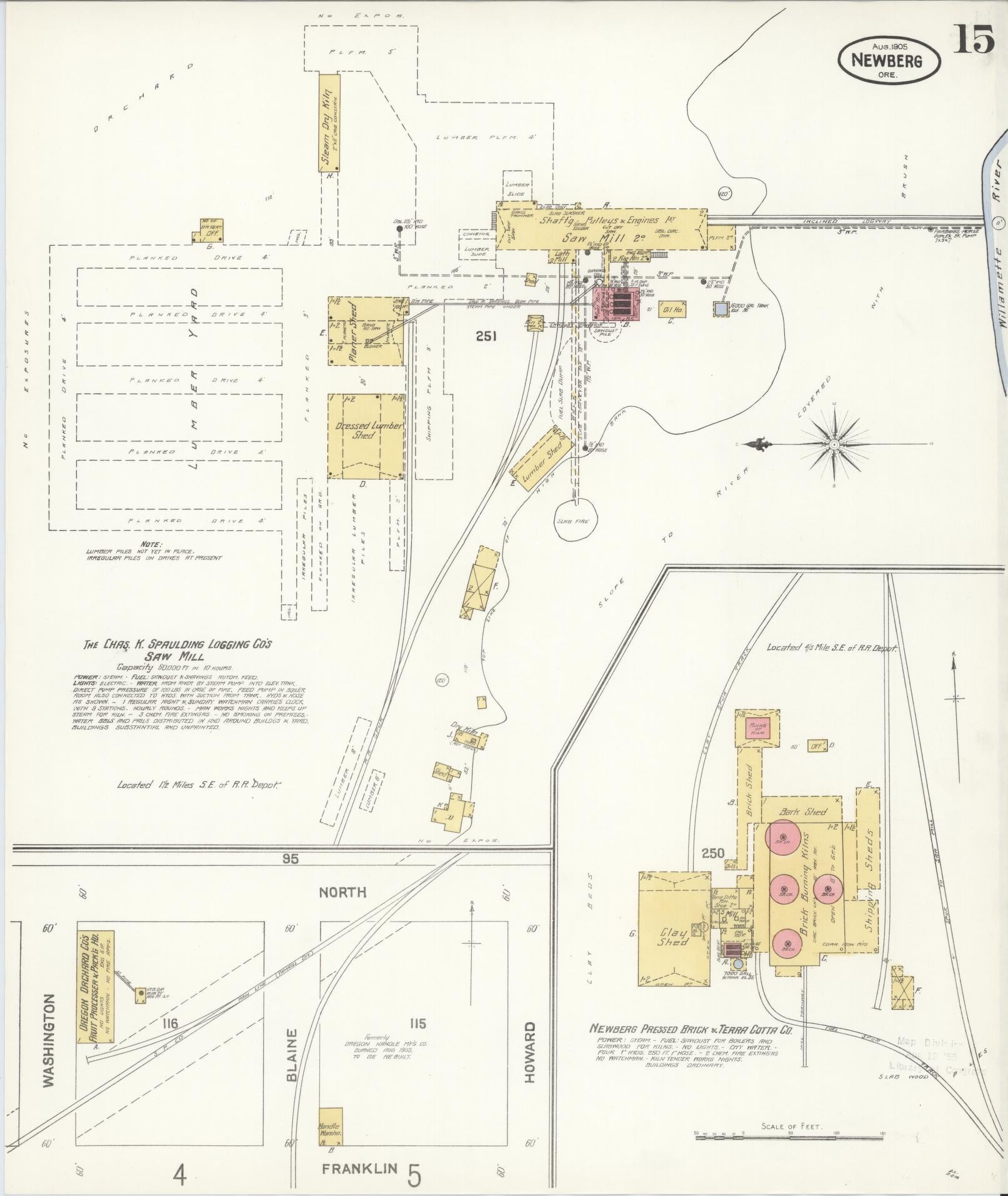 Sanborn Fire Insurance Map from Newberg, Yamhill County, Oregon (1905), Sheet #0015 - Complete Map Set gallery image, historic Sanborn map, vintage wall art, Oregon Oregon