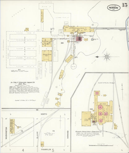 Sanborn Fire Insurance Map from Newberg, Yamhill County, Oregon (1905), Sheet #0015 - Complete Map Set gallery image, historic Sanborn map, vintage wall art, Oregon Oregon