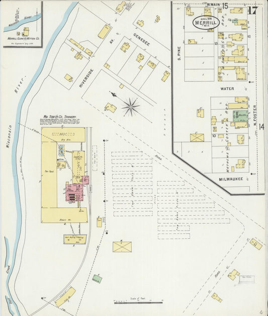 Sanborn Fire Insurance Map from Merrill, Lincoln County, Wisconsin (1898), Sheet #0017 - Historic Sanborn Fire Insurance Map Print, vintage old map wall art, antique decor, genealogy gift, Wisconsin Wisconsin map