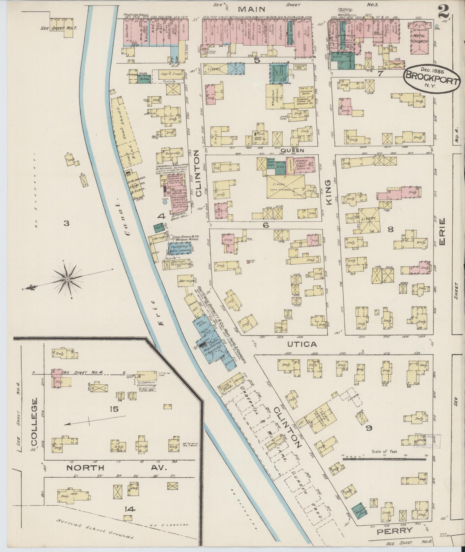 Sanborn Fire Insurance Map from Brockport, Monroe County, New York (1885), Sheet #0002 - Historic Sanborn Fire Insurance Map Print, vintage old map wall art, antique decor, genealogy gift, New York New York map