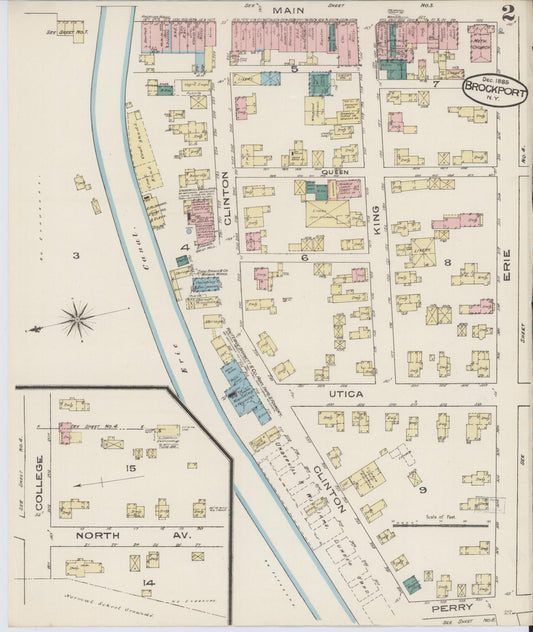 Sanborn Fire Insurance Map from Brockport, Monroe County, New York (1885), Sheet #0002 - Historic Sanborn Fire Insurance Map Print, vintage old map wall art, antique decor, genealogy gift, New York New York map
